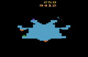 Gravitar for Atari 2600 - Shoot all of the enemy bunkers on the planet surface!