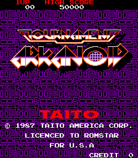 Tournament Arkanoid Arcade Screenshot: Title screen.