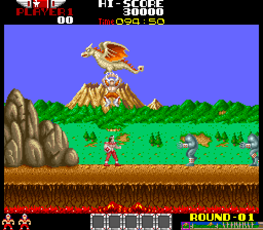 Rygar Arcade Screenshot: Game start.