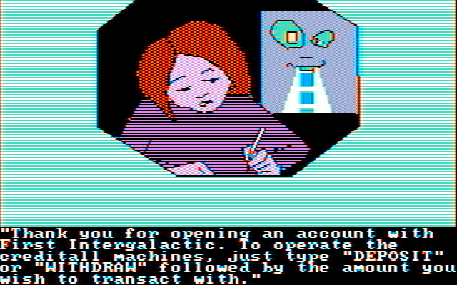 Tracer Sanction, The IBM PC/Compatibles Screenshot: Having a bank account can be useful.