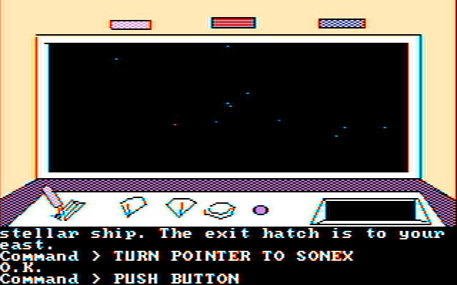Tracer Sanction, The IBM PC/Compatibles Screenshot: The ships cockpit, flying through space...