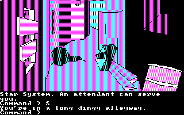 Tracer Sanction, The IBM PC/Compatibles Screenshot: A suspect looking alley.