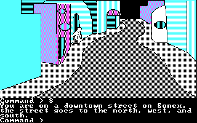 Tracer Sanction, The IBM PC/Compatibles Screenshot: Exploring a town.