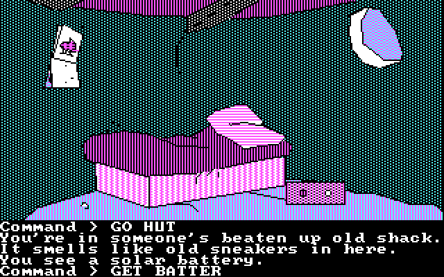 Tracer Sanction, The IBM PC/Compatibles Screenshot: Is there anything interesting to take in the hut?