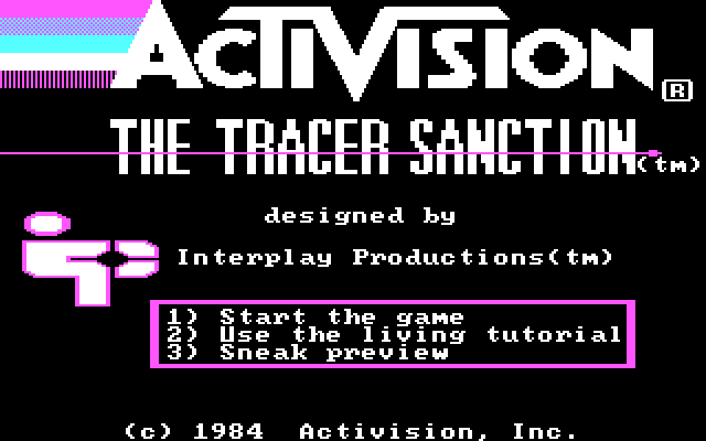 Tracer Sanction, The IBM PC/Compatibles Screenshot: Title screen.