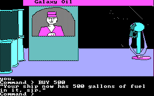 Tracer Sanction, The IBM PC/Compatibles Screenshot: Buying some fuel for my ship.