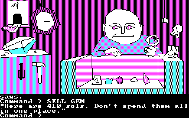 Tracer Sanction, The IBM PC/Compatibles Screenshot: Don't spend all of your money in one place!