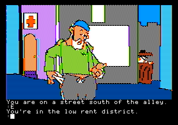 Tracer Sanction, The Apple II Screenshot: A suspect part of town.