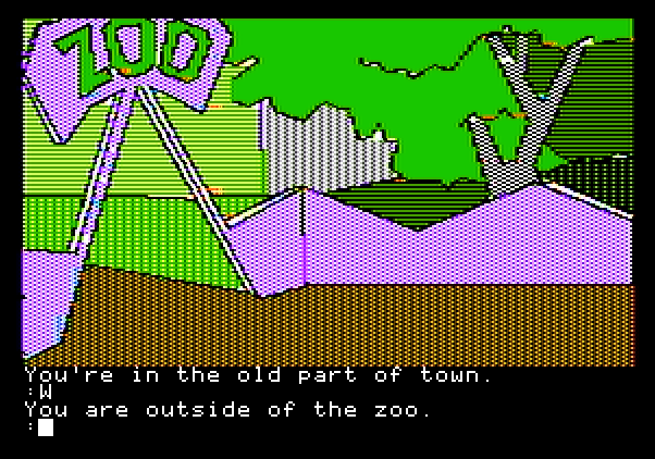 Tracer Sanction, The Apple II Screenshot: The city zoo.