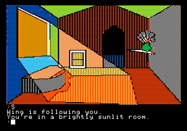 Tracer Sanction, The Apple II Screenshot: A brightly sunlit room.