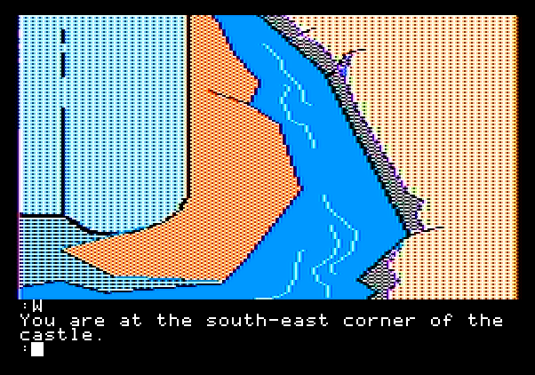 Tracer Sanction, The Apple II Screenshot: Not much here but this moat...