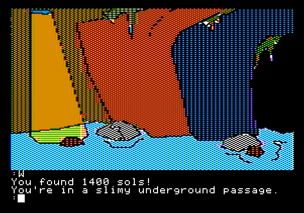 Tracer Sanction, The Apple II Screenshot: Found some money in this slimy passageway....
