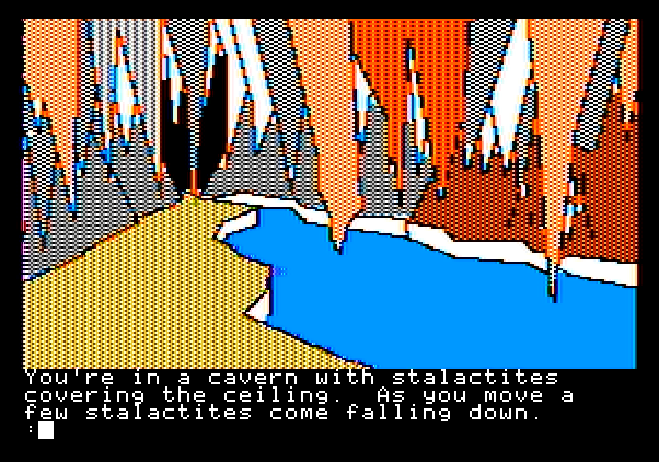 Tracer Sanction, The Apple II Screenshot: Entering a cavern...