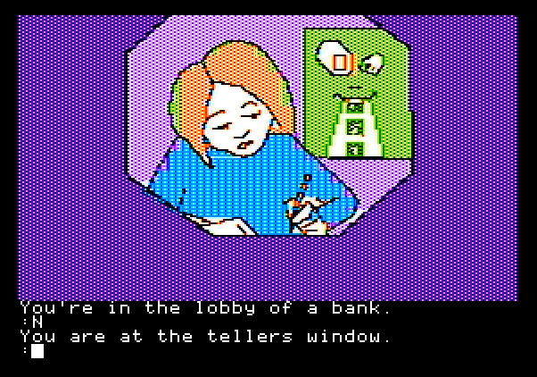 Tracer Sanction, The Apple II Screenshot: Opening a bank account...