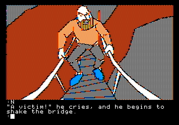 Tracer Sanction, The Apple II Screenshot: A strange guy blocking my path...