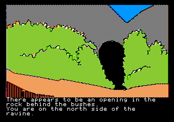 Tracer Sanction, The Apple II Screenshot: The north side of a ravine...