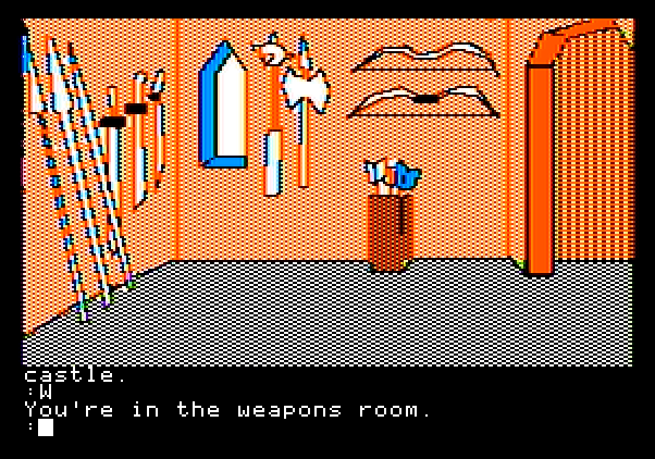 Tracer Sanction, The Apple II Screenshot: Here's the weapons room...