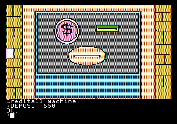 Tracer Sanction, The Apple II Screenshot: Visiting the equivalent of an ATM....