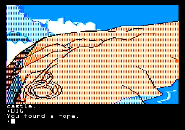 Tracer Sanction, The Apple II Screenshot: I found a rope!