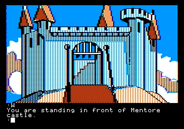 Tracer Sanction, The Apple II Screenshot: The entrance of a castle.