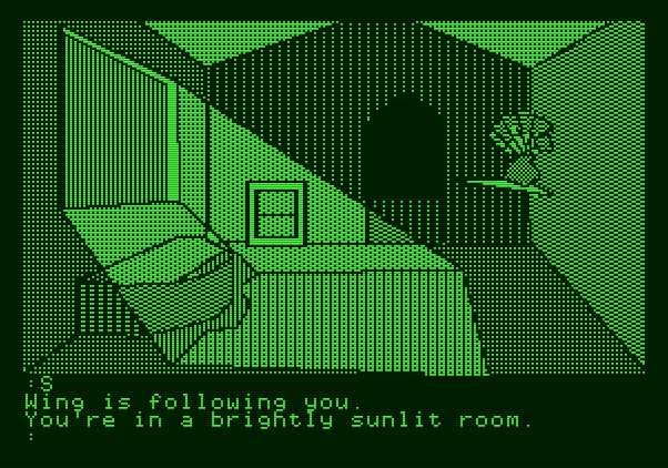 The Tracer Sanction Apple II Screenshot: A brightly sunlit room...