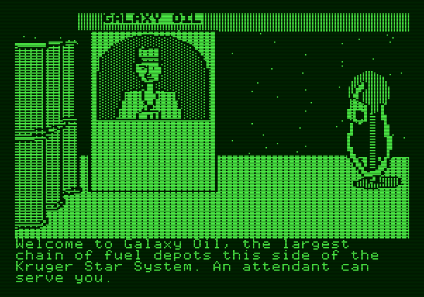 The Tracer Sanction Apple II Screenshot: Welcome to Galaxy Oil...