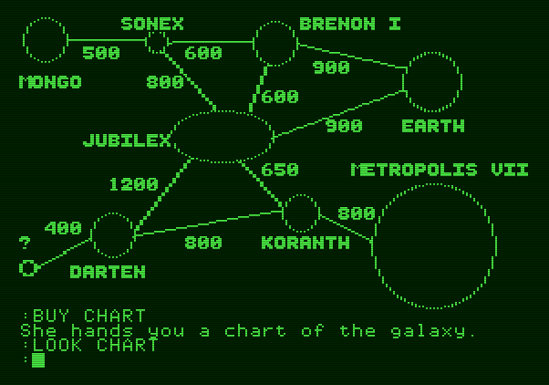 The Tracer Sanction Apple II Screenshot: Here's what the chart looks like.
