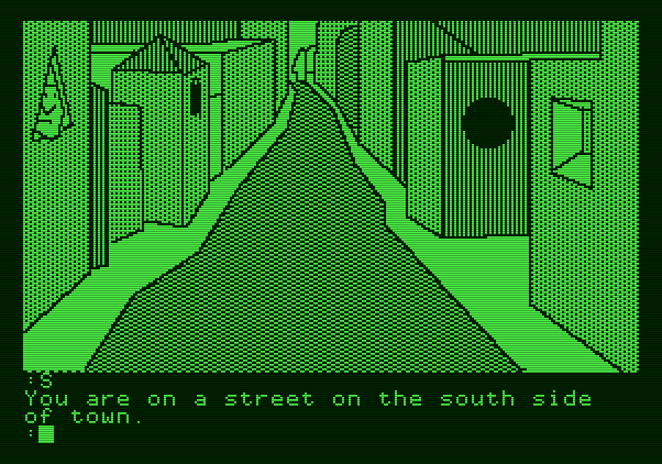 The Tracer Sanction Apple II Screenshot: Welcome to the south side of Sonex.