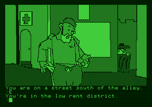 The Tracer Sanction Apple II Screenshot: A suspect part of town...