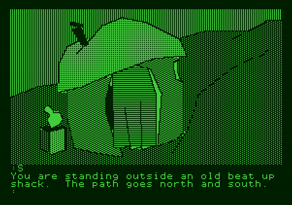 The Tracer Sanction Apple II Screenshot: An interesting hut here...