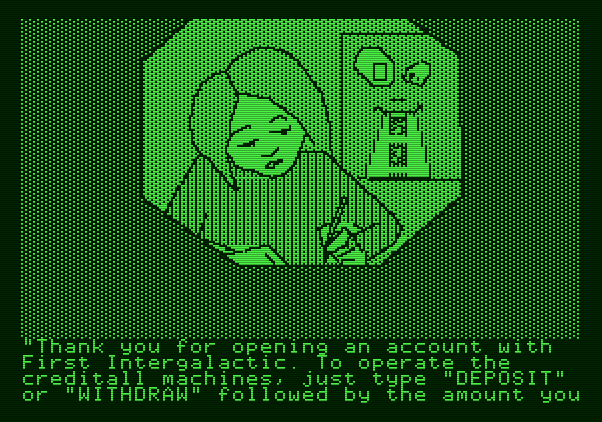 The Tracer Sanction Apple II Screenshot: Opening a bank account...