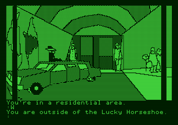 The Tracer Sanction Apple II Screenshot: Outside a casino...