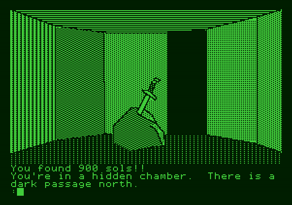 The Tracer Sanction Apple II Screenshot: Is that a sword in that stone?