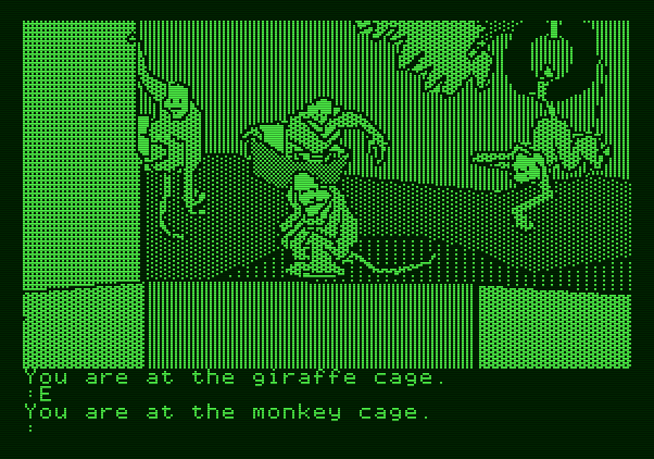 The Tracer Sanction Apple II Screenshot: There are some monkeys here!