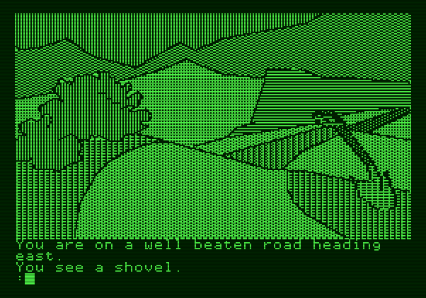 The Tracer Sanction Apple II Screenshot: There is, oddly enough, a shovel here!