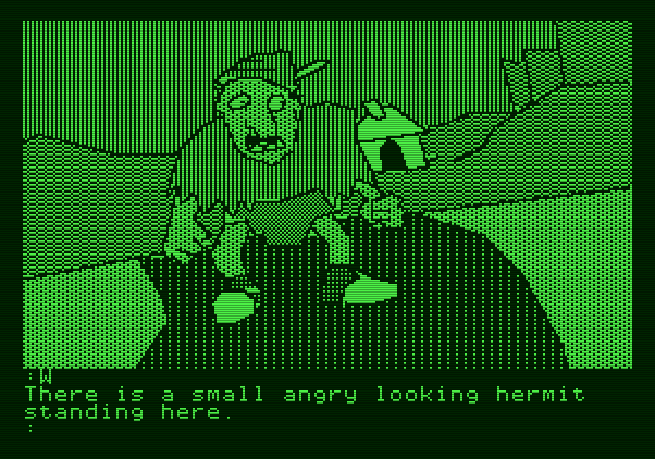 The Tracer Sanction Apple II Screenshot: A small angry hermit is here!