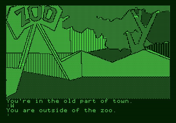 The Tracer Sanction Apple II Screenshot: Entrance to the city zoo...