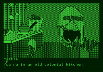 The Tracer Sanction for Apple II - An old, colonial kitchen...anything here? Looks like a dead end...