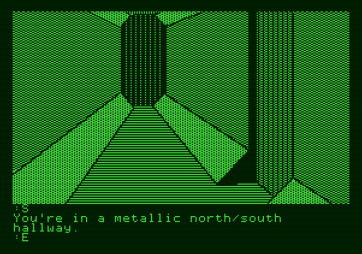 The Tracer Sanction for Apple II - A long, north/south hallway...