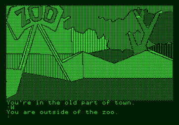 The Tracer Sanction for Apple II - Entrance to the city zoo...