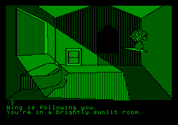 Tracer Sanction, The Apple II Screenshot: A brightly sunlit room...
