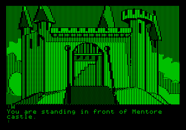 Tracer Sanction, The Apple II Screenshot: Entrance to a castle...