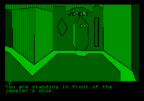 Tracer Sanction, The Apple II Screenshot: A jewel shop...you'll need to visit here a few times.