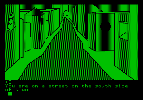 Tracer Sanction, The Apple II Screenshot: Welcome to the south side of Sonex.