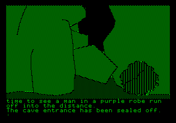 Tracer Sanction, The Apple II Screenshot: A man runs off into the distance.