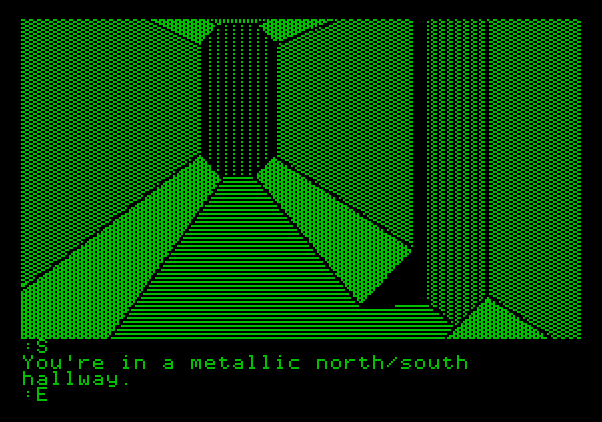 Tracer Sanction, The Apple II Screenshot: A long, north/south hallway...