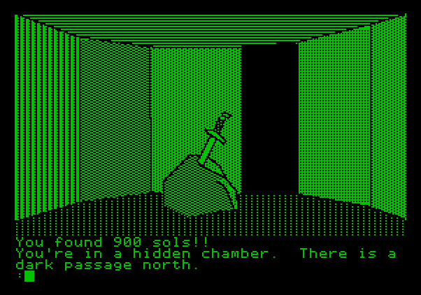 Tracer Sanction, The Apple II Screenshot: Is that a sword in that stone?