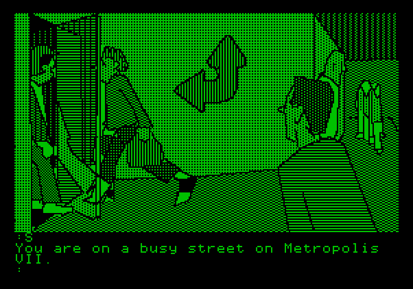 Tracer Sanction, The Apple II Screenshot: Welcome to Metropolis!