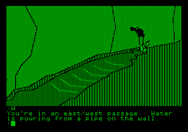 Tracer Sanction, The Apple II Screenshot: Water pours from a pipe...