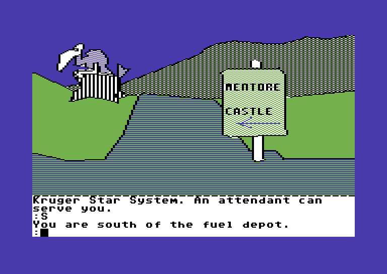 Tracer Sanction, The Commodore 64 Screenshot: A castle is to the west.